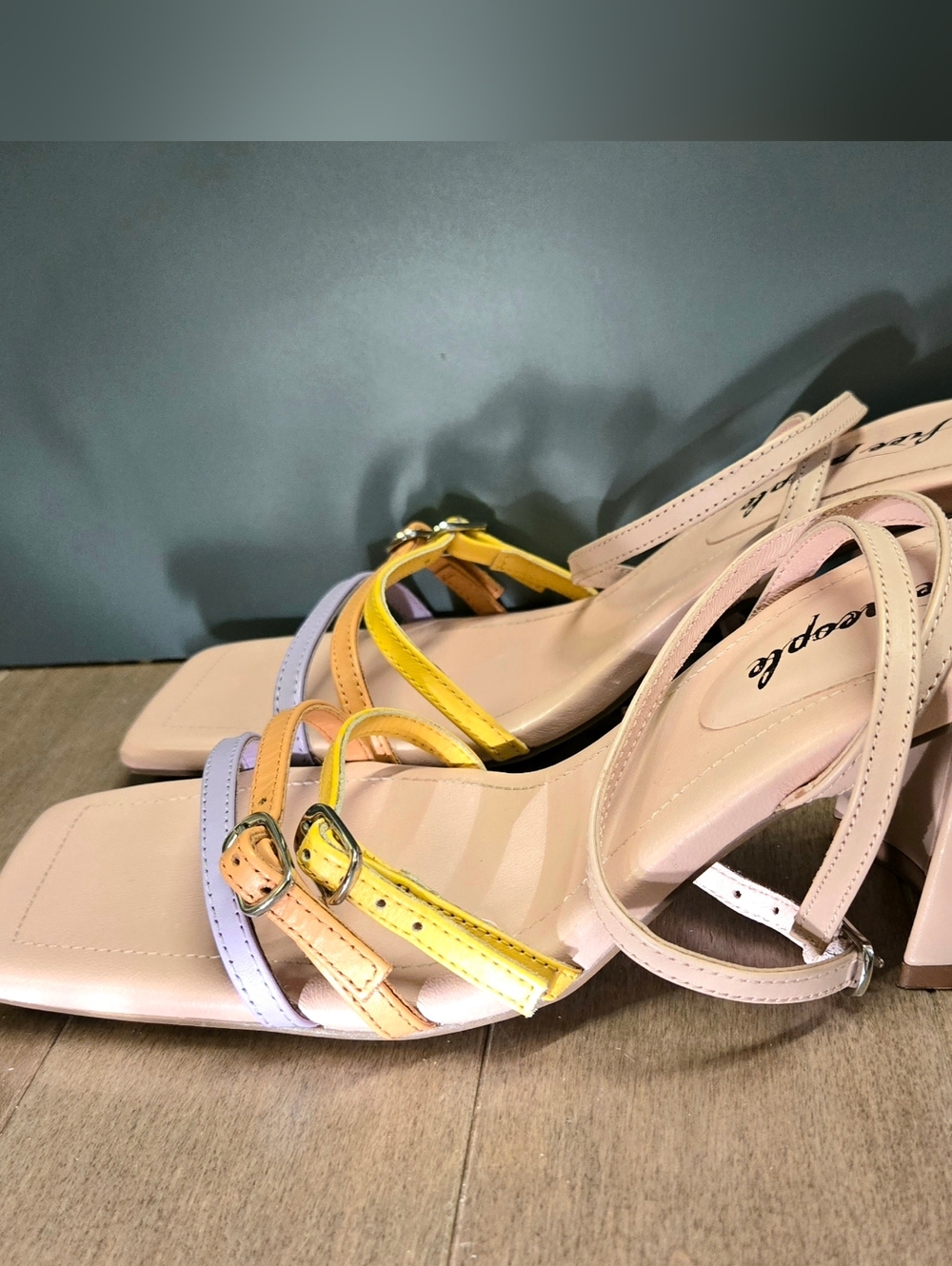 Free People Niki Strappy Block Heel Sandals Pink Pastel EU 38.5 / US 8 NWOB
